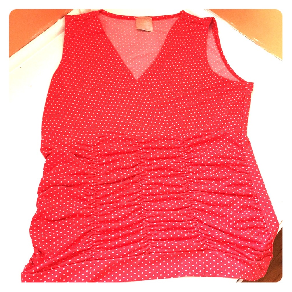 Red with white polka dots B.Moss tank